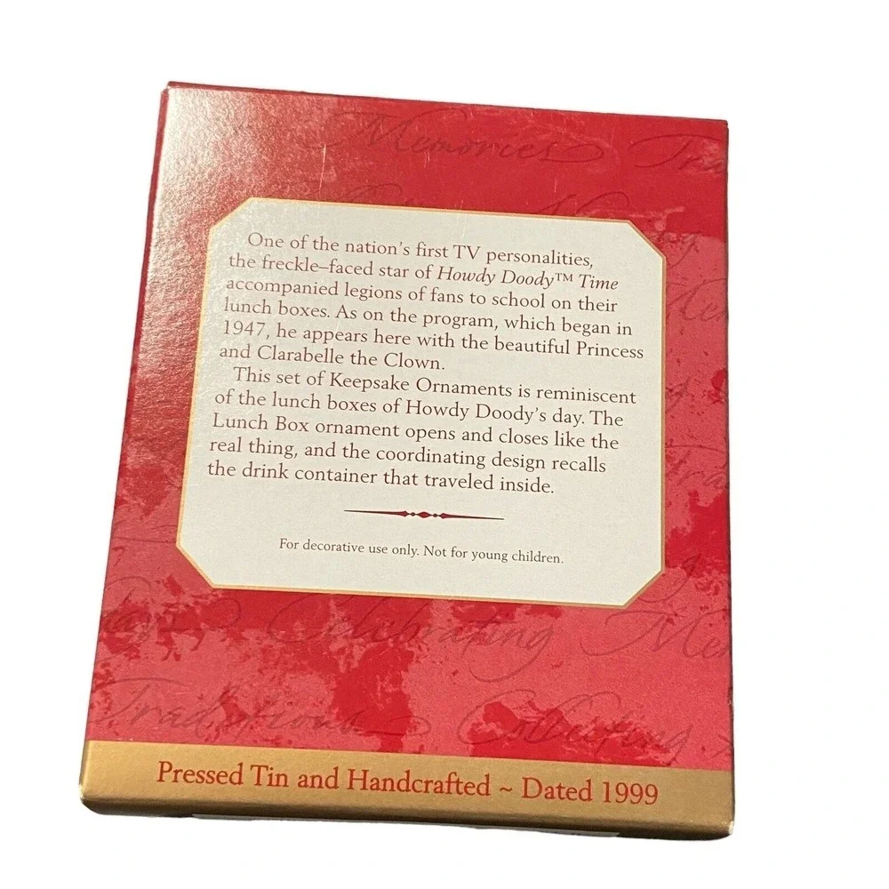 HALLMARK Keepsake 1999 HOWDY DOODY LUNCH BOX SET Set of 2 CHRISTMAS ORNAMENT New